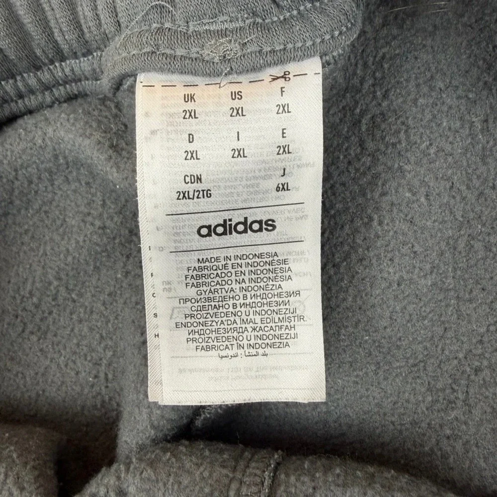 Adidas‎ Mens Fleece Lined Track Pants Gray Joggers 2XL JC6022 Zip Ankle